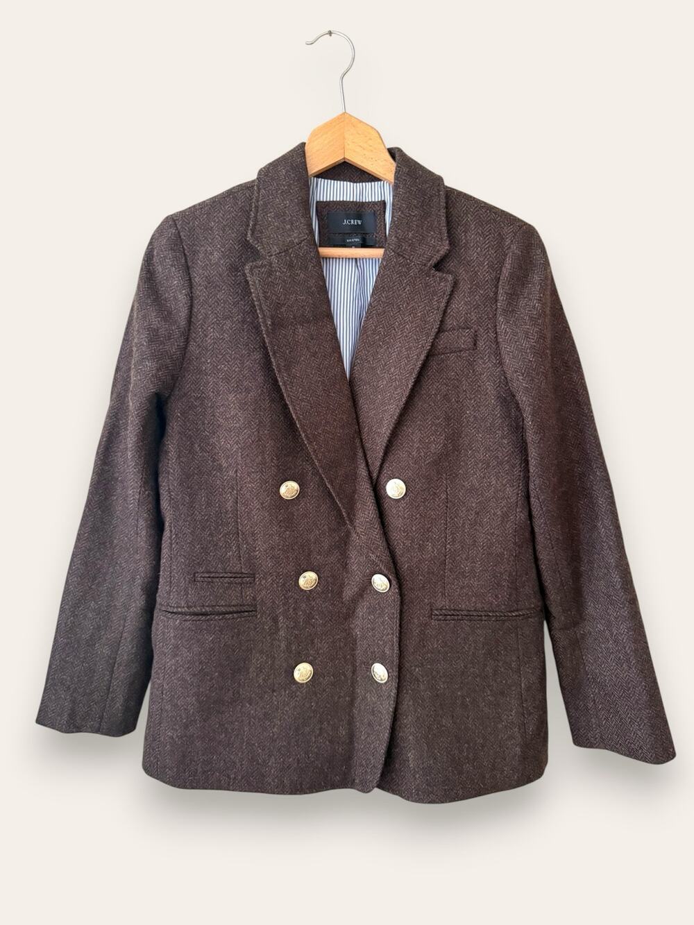 J. Crew Bristol Blazer Academia Chocolate Herringbone Wool 8 Women’s